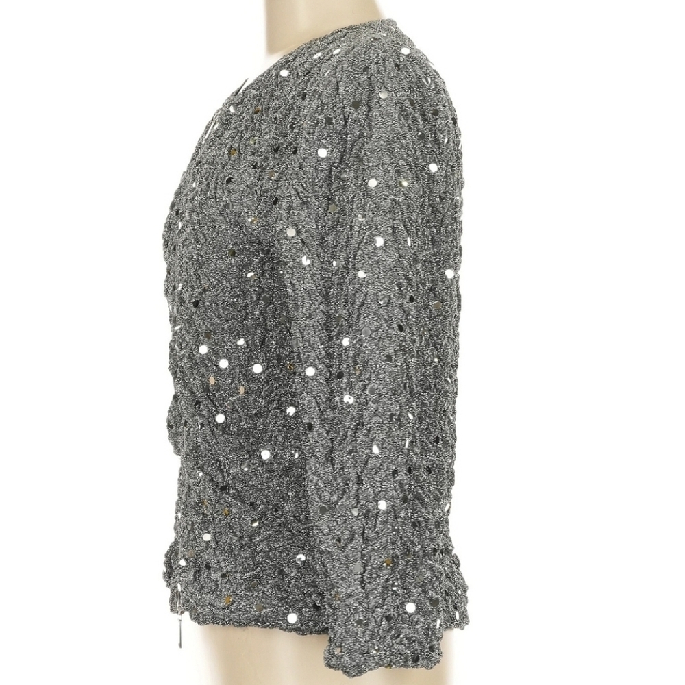 Joseph Ribkoff Full Zip Silver Sequin Blazer - Picture 4 of 5